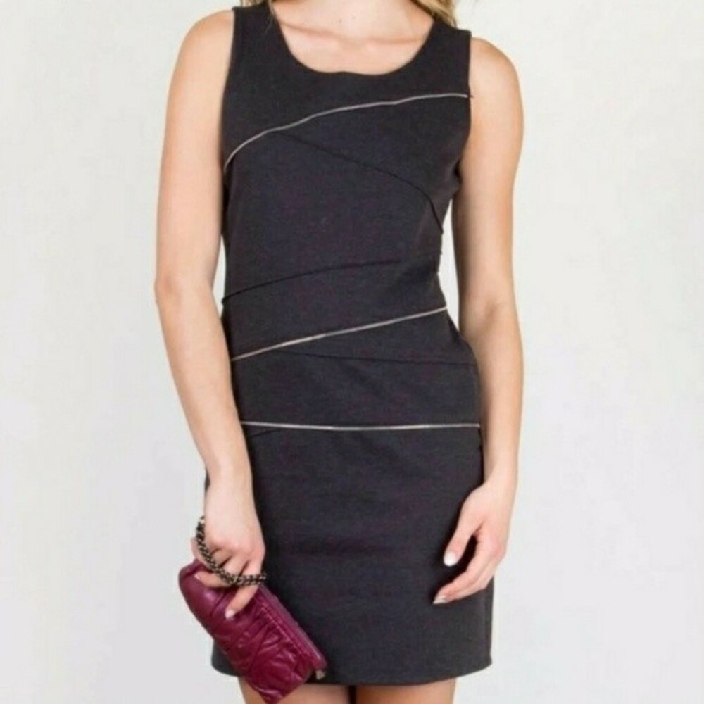 Michael Michael Kors Navy Blue Bodycon Dress Zip Detail Edgy Career NWT 14